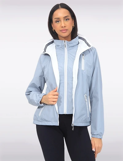 Vegan ActivTech® Double Zip Hooded Water-Resistant Windbreaker by Saki