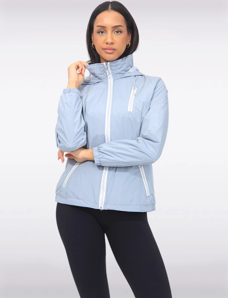 Vegan ActivTech® Double Zip Hooded Water-Resistant Windbreaker by Saki