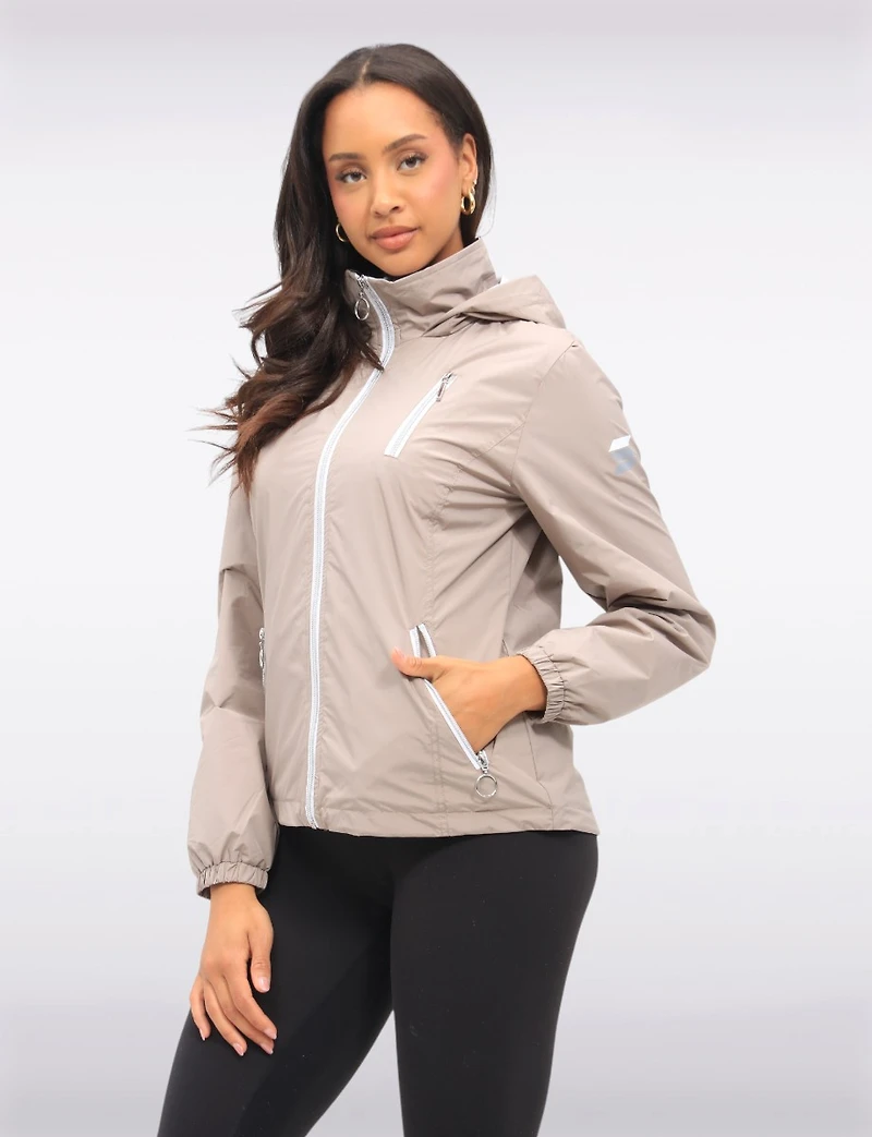 Vegan ActivTech® Double Zip Hooded Water-Resistant Windbreaker by Saki