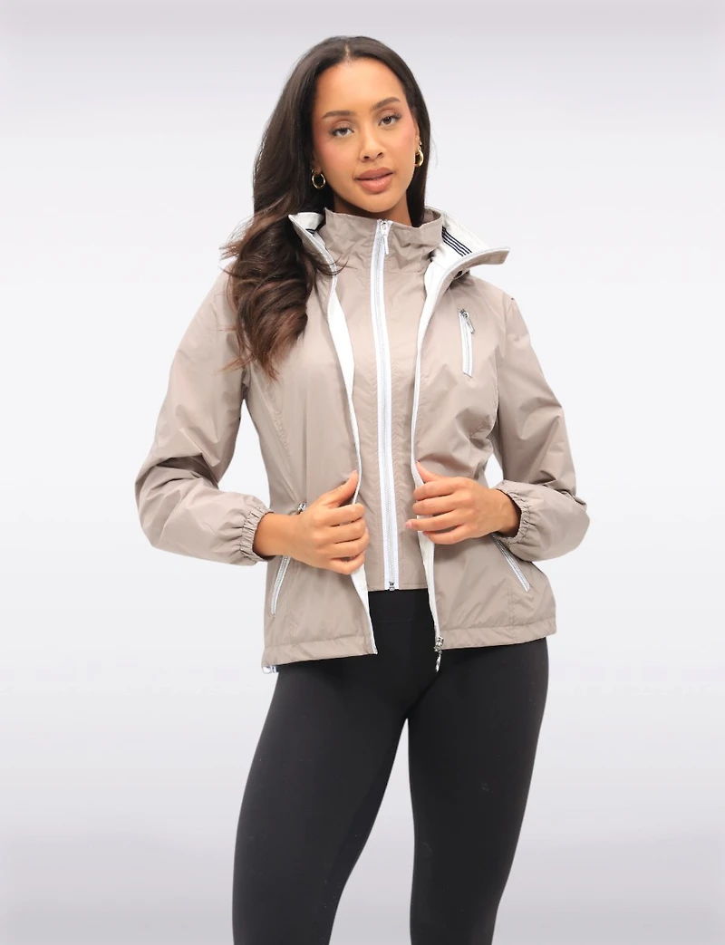 Vegan ActivTech® Double Zip Hooded Water-Resistant Windbreaker by Saki
