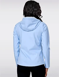 Straight Cut Sleek Short Rain Jacket with Attached Hood by Free Country