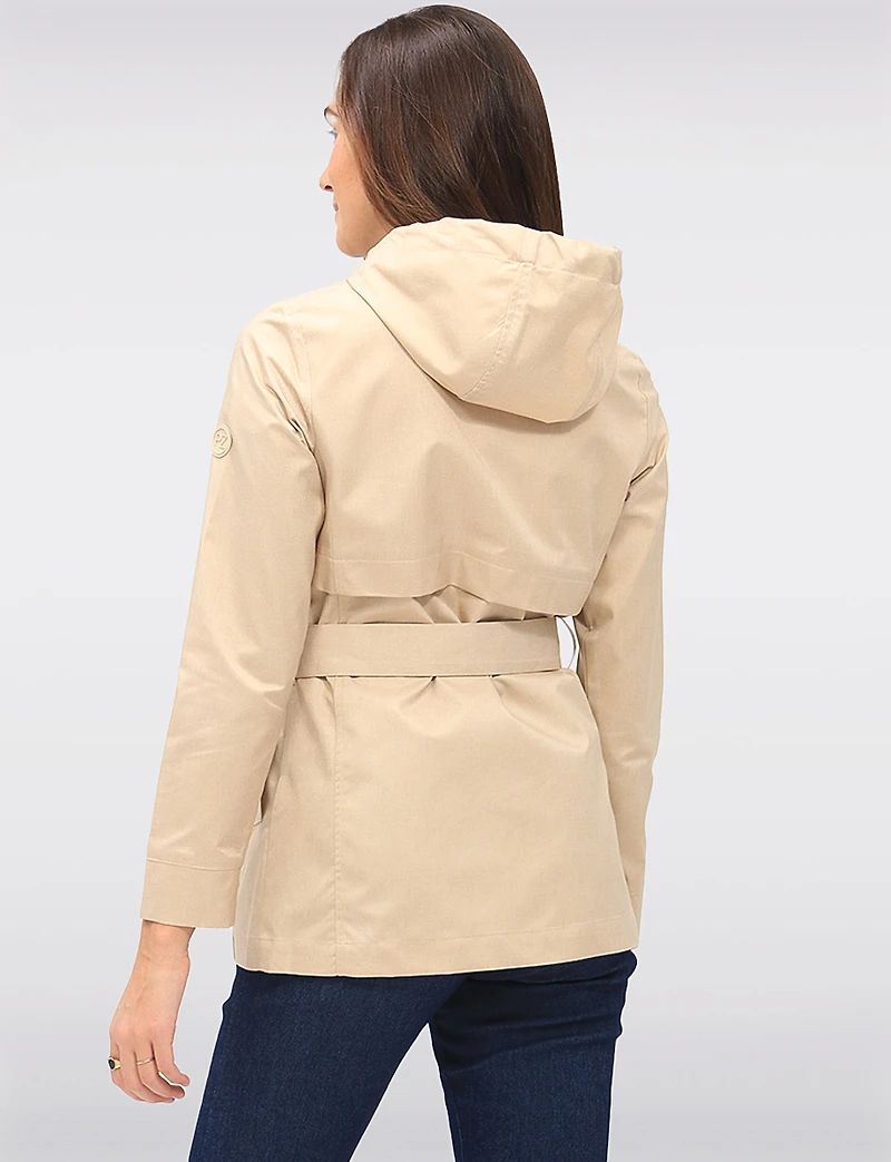 Sleek Slim Fit Vegan Belted Parka Jacket with Hood by Point Zero