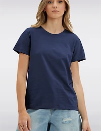 Vegan Solid Basic Cotton Short Sleeve Crew Neck T-shirt by Point Zero