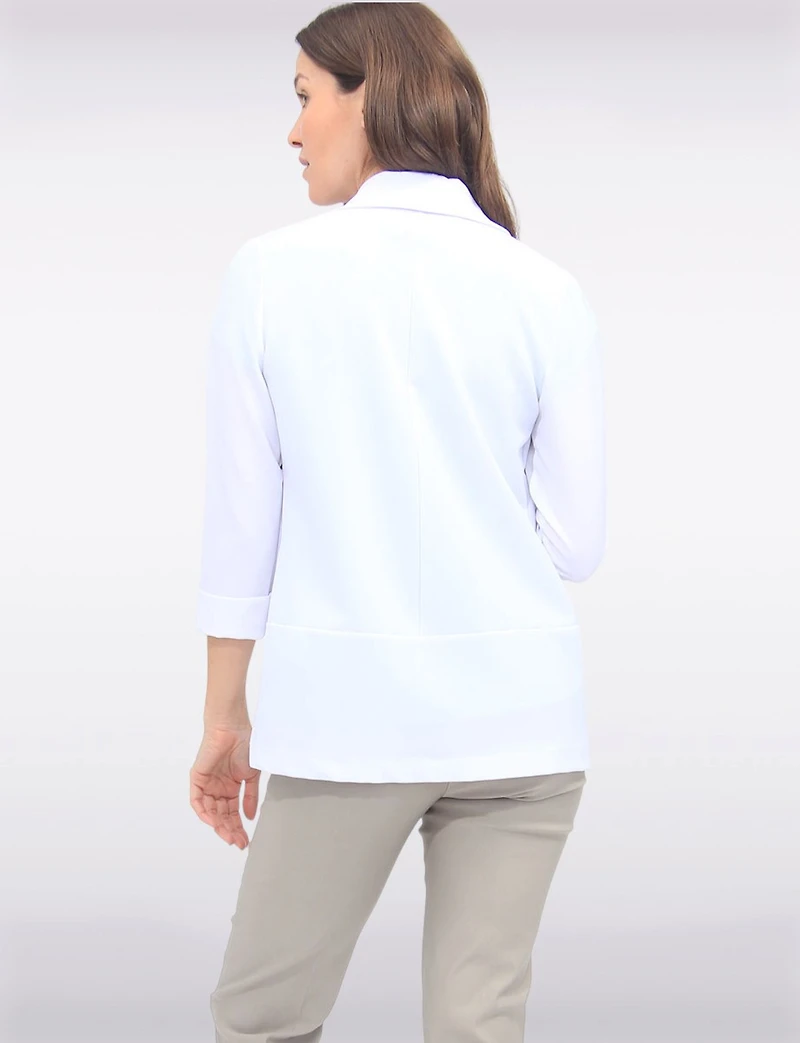 Sleek Stretchy Rounded Hem Blazer With 3/4 Sleeves and Rolled Cuff By Vamp