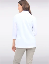 Sleek Stretchy Rounded Hem Blazer With 3/4 Sleeves and Rolled Cuff By Vamp