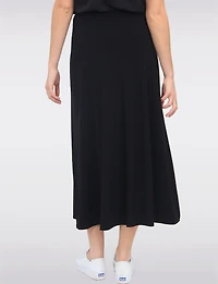 Classic Black Stretch Pull-On Maxi Skirt with A-Line Silhouette by Vamp