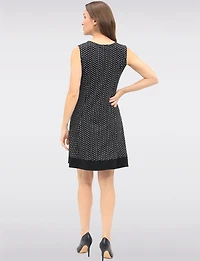 Sleeveless A-Line Dress with Polka Dot Print and Contrast Hem by Vamp