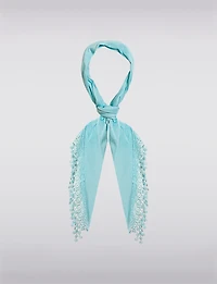 Luxurious Soft Novelty Triangle Scarf with Lace Fringes by Saki