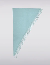 Luxurious Soft Novelty Triangle Scarf with Lace Fringes by Saki