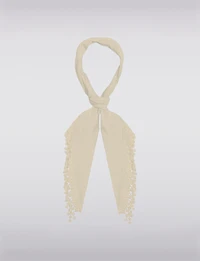 Luxurious Soft Novelty Triangle Scarf with Lace Fringes by Saki