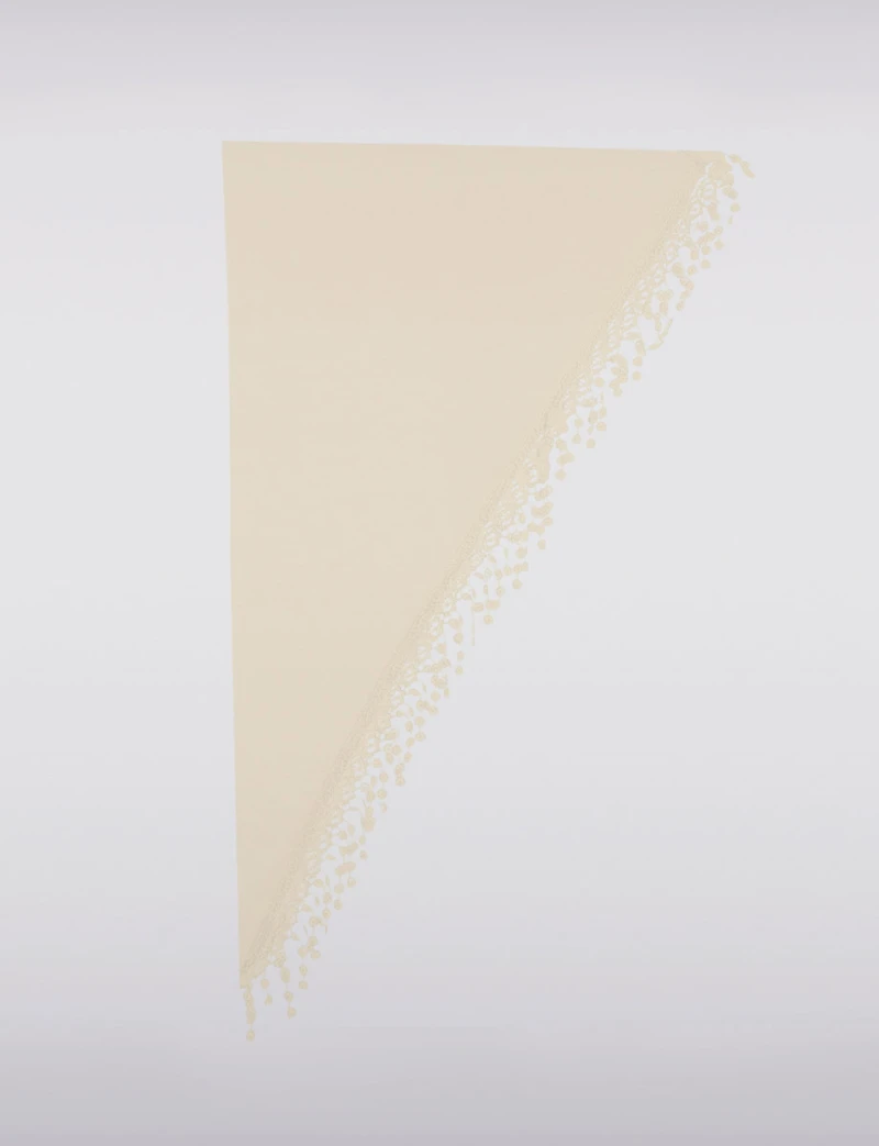 Luxurious Soft Novelty Triangle Scarf with Lace Fringes by Saki