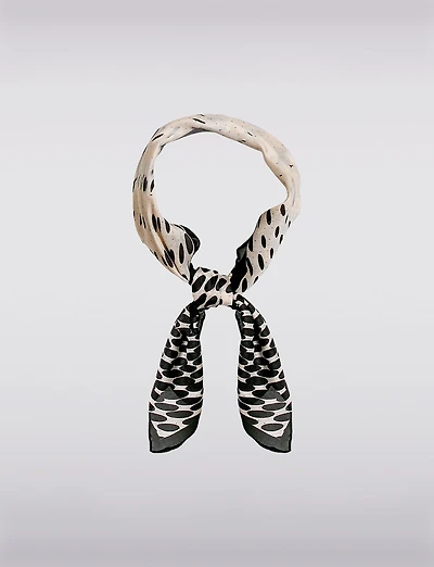 Sophisticated Silk-Finish Square Scarf with Geometric Design