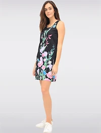 Sleeveless Floral Print Dress with Shoulder Buttons & Full Lining by Tango Mango