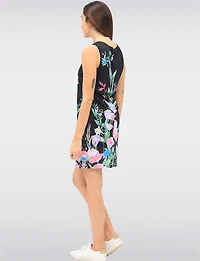Sleeveless Floral Print Dress with Shoulder Buttons & Full Lining by Tango Mango