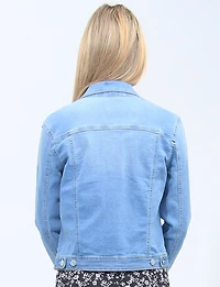 Modern Stretch Cotton Light Wash Denim Jean Jacket by Baccini