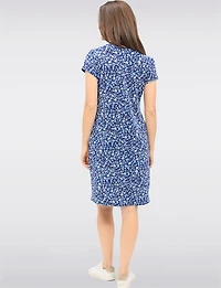 Flowy Floral Print A-Line Stretchy Short Sleeve Dress by GWV