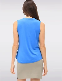 Solid Flowy V-Neck Sleeveless Top with Pleat Detail at the Front by Ninety