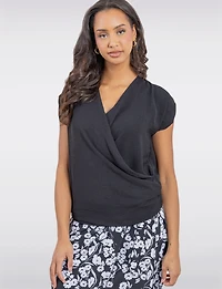 Flowy Open Crossover Sleeveless Top with Draped Front and Ruched Hem by Ninety