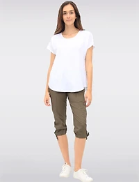 Charlene Cargo Stretch Capri with Adjustable Pulls at the Hem by Dash Clothing