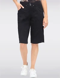 Vanessa Stretch Cotton Relaxed Bermuda  Shorts with Adjustable Hem by Dash