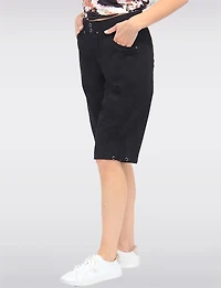 Vanessa Stretch Cotton Relaxed Bermuda  Shorts with Adjustable Hem by Dash