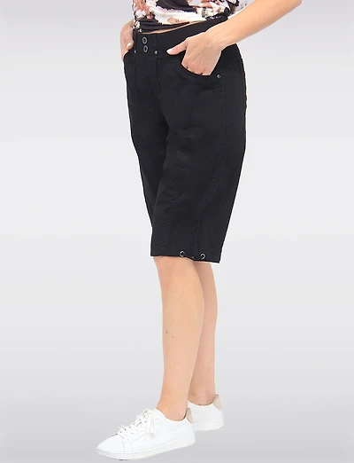 Vanessa Stretch Cotton Relaxed Bermuda  Shorts with Adjustable Hem by Dash