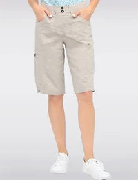 Vanessa Stretch Cotton Relaxed Bermuda  Shorts with Adjustable Hem by Dash