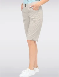 Vanessa Stretch Cotton Relaxed Bermuda  Shorts with Adjustable Hem by Dash