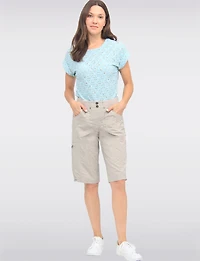 Vanessa Stretch Cotton Relaxed Bermuda  Shorts with Adjustable Hem by Dash