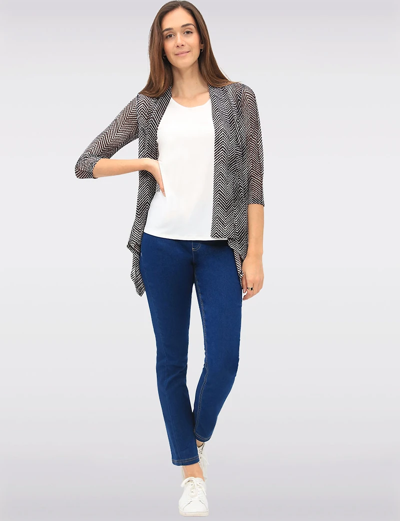 Slim Fit Pull-Up Cotton Stretch Dark Wash Denim Pants with Pockets by Erika