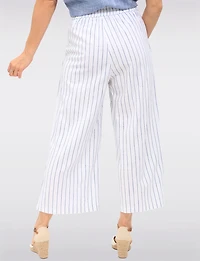Striped Wide-Leg Pants with Side Button Details & Front Pleats by Julia Paradis