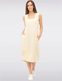 Sleeveless Square Neck Long Balloon Skirt Dress with Pockets by Julia Paradis