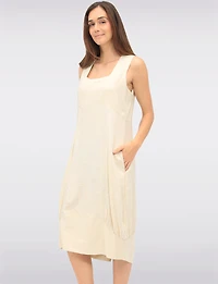 Sleeveless Square Neck Long Balloon Skirt Dress with Pockets by Julia Paradis