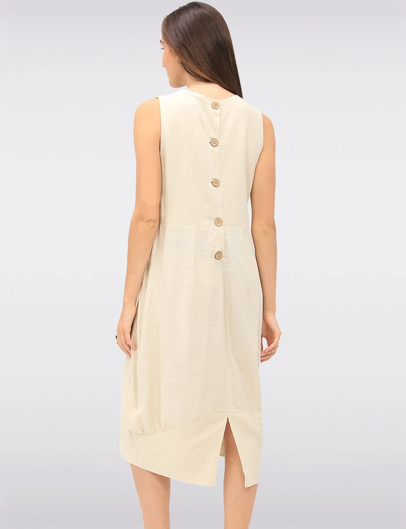 Sleeveless Square Neck Long Balloon Skirt Dress with Pockets by Julia Paradis