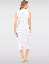 Sleeveless Striped Square Neck Dress with Pockets & Back Slit by Julia Paradis