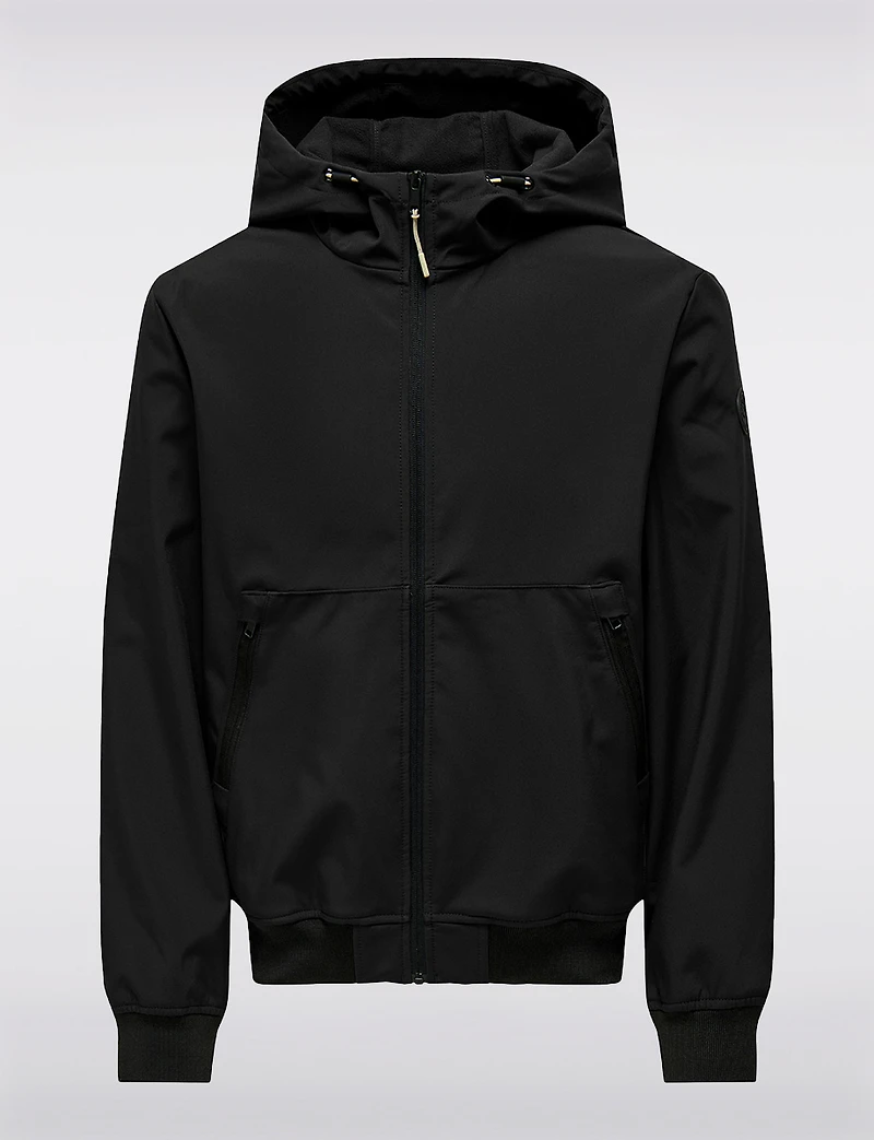 Men's Lightweight Weather-Resistant Hooded Softshell Bomber Jacket by Only