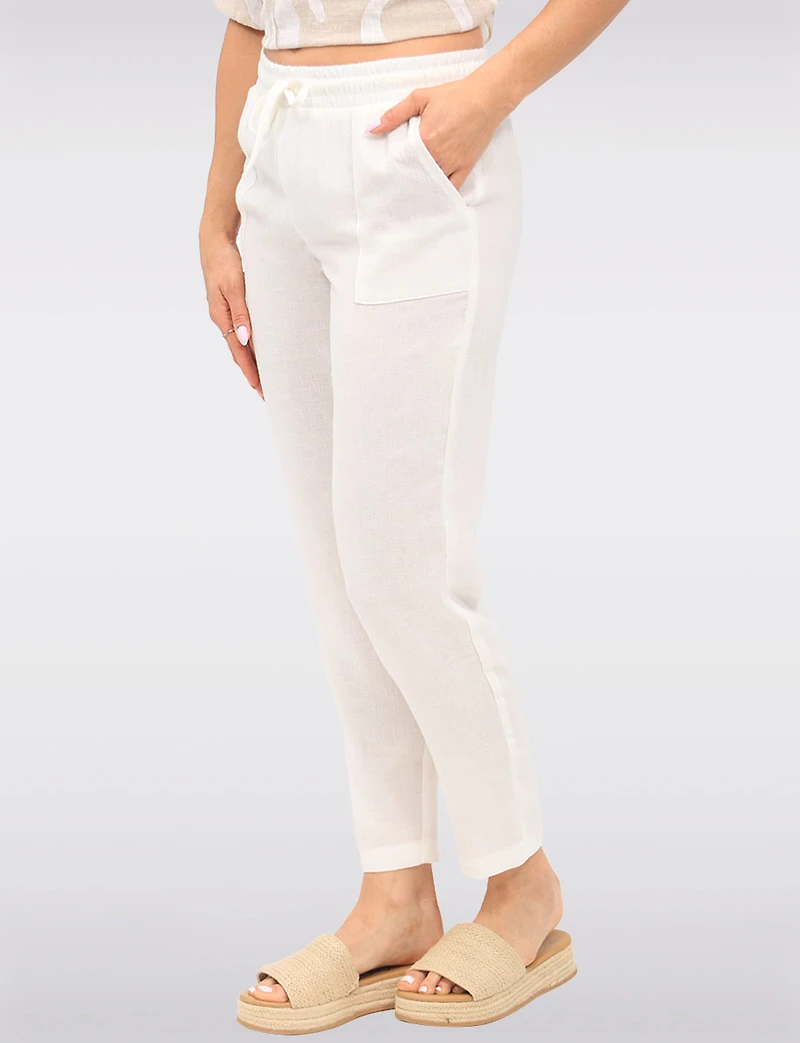 Casual Lightweight Pants with Adjustable Waist & Patch Pockets by Amani Couture