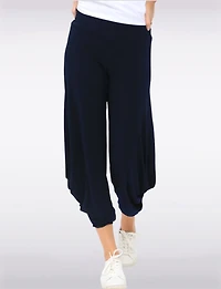 Chic Relaxed Fluid Drape Harem Pants by Amani Couture