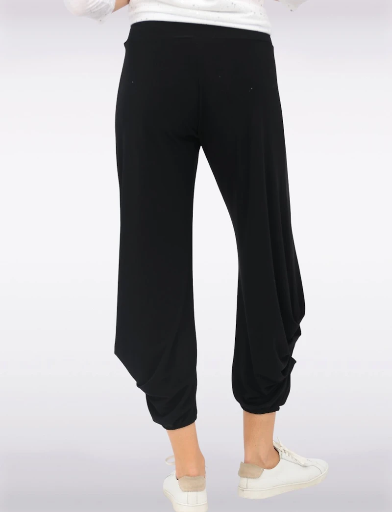 Chic Relaxed Fluid Drape Harem Pants by Amani Couture