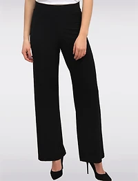 Black High-Rise Loose Fit Wide-Leg Stretch Palazzo Pants by Amani Couture