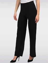 Black High-Rise Loose Fit Wide-Leg Stretch Palazzo Pants by Amani Couture