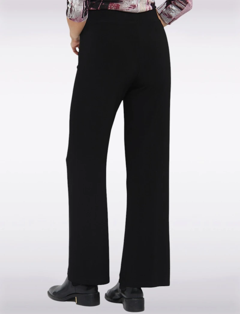 Black High-Rise Loose Fit Wide-Leg Stretch Palazzo Pants by Amani Couture