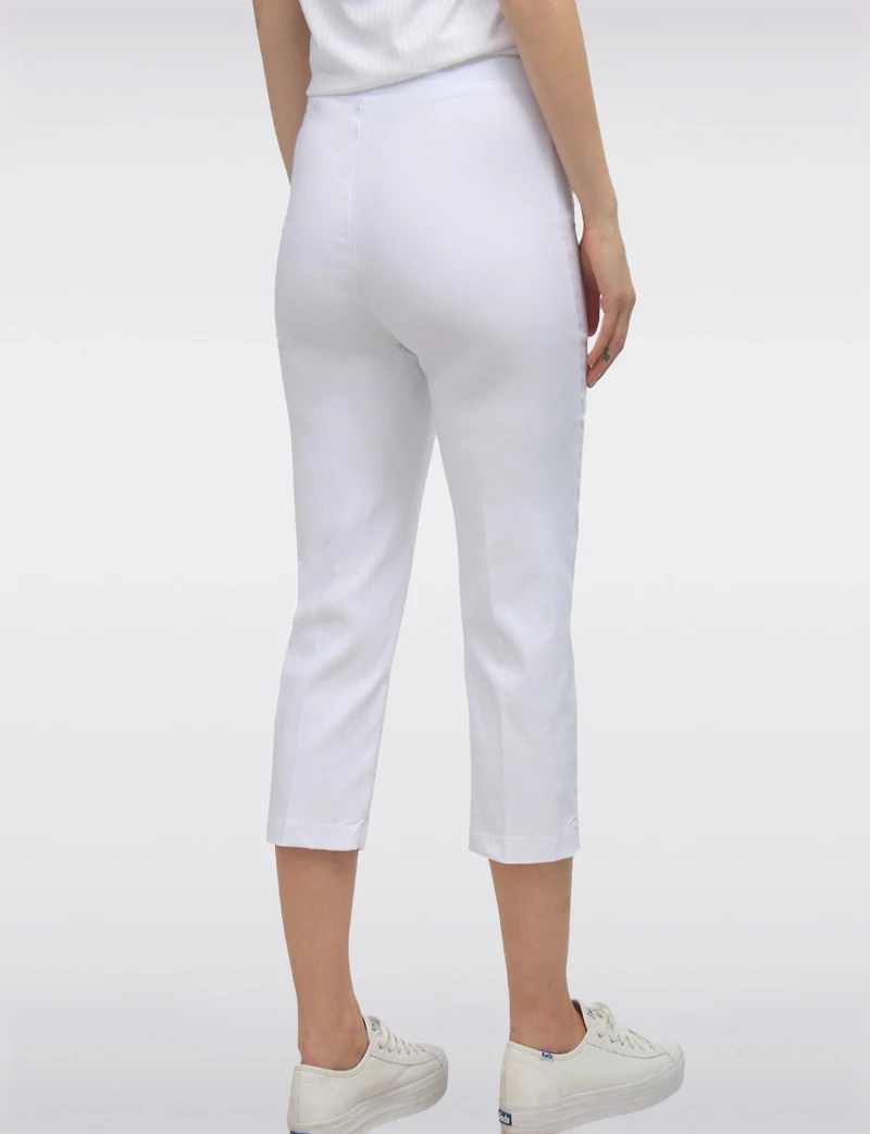 High Rise Pull-On Capris With Two Front Square Pockets By Amani Couture