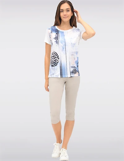 High Rise Pull-On Capris With Two Front Square Pockets By Amani Couture