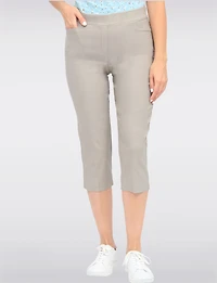 High Rise Pull-On Capris With Two Front Square Pockets By Amani Couture