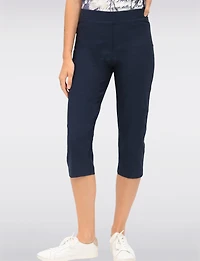 High Rise Pull-On Capris With Two Front Square Pockets By Amani Couture