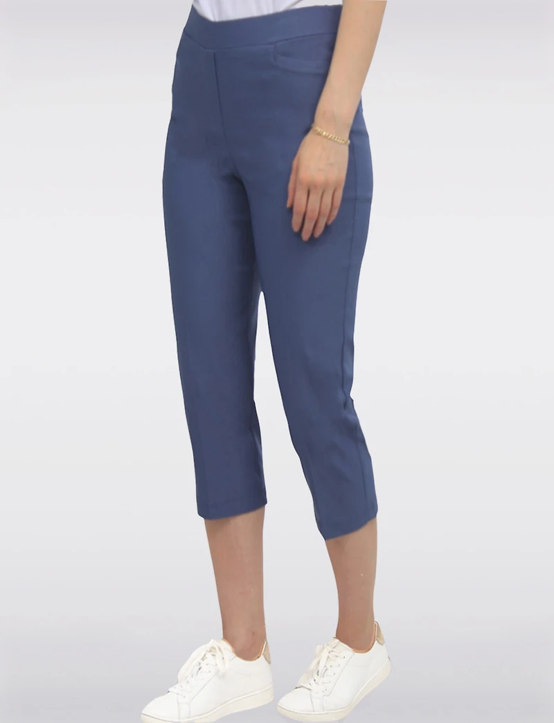 High Rise Pull-On Capris With Two Front Square Pockets By Amani Couture