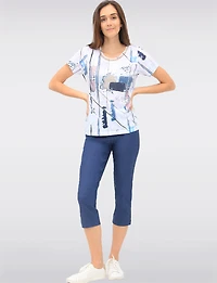 High Rise Pull-On Capris With Two Front Square Pockets By Amani Couture