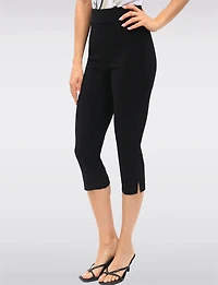 Stretch Capris With Side Slit And Wide Waistband By Amani Couture