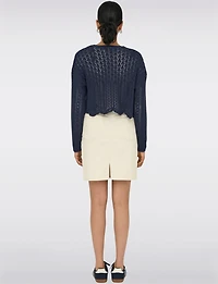 Elegant Cropped Cotton Knit Cardigan With Modern Open-Front Design by Only